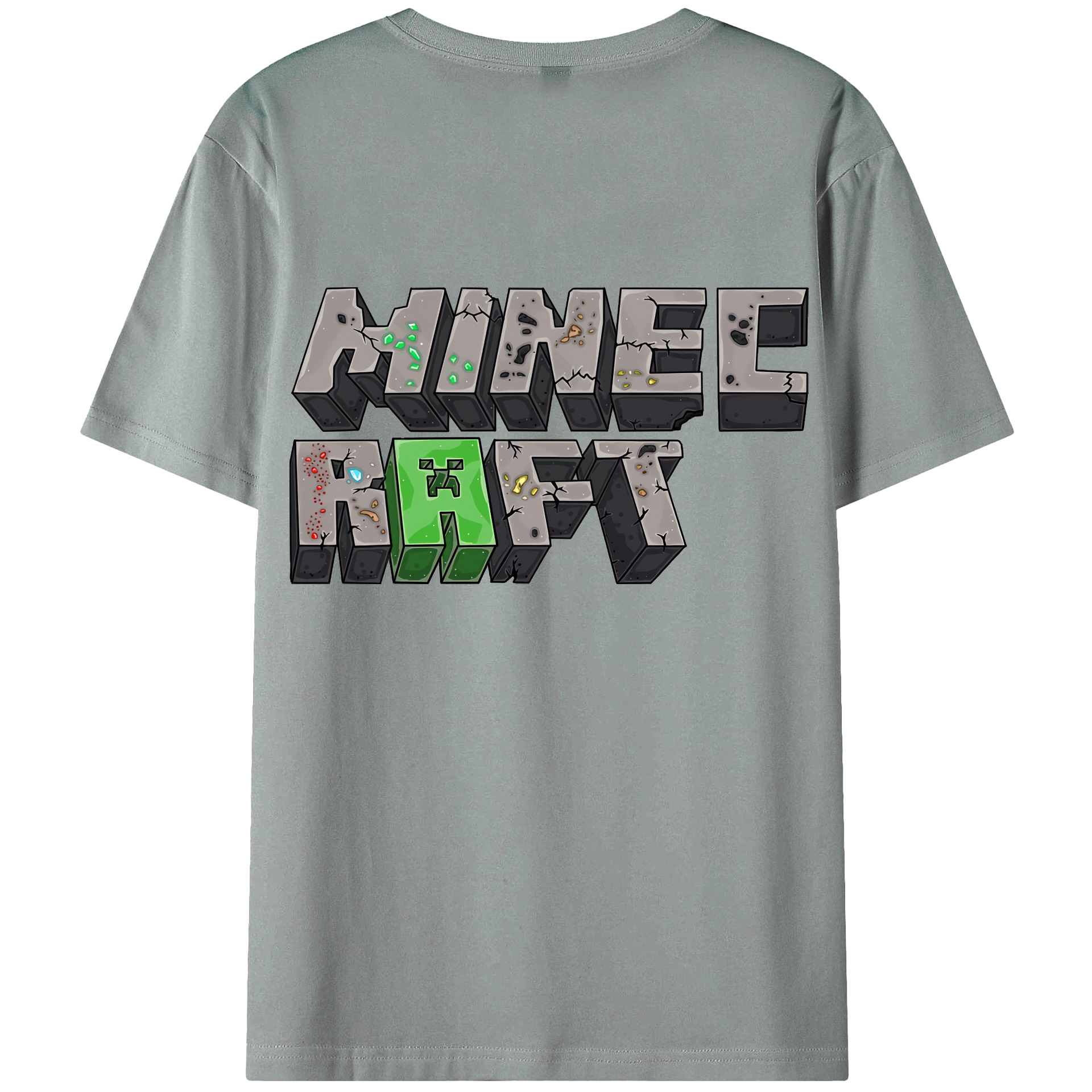 （画像用） マインクラフト ブロックの世界 Minecraft MC Block world 綿100％ メンズ半袖Tシャツ（バックプリント） 通気性